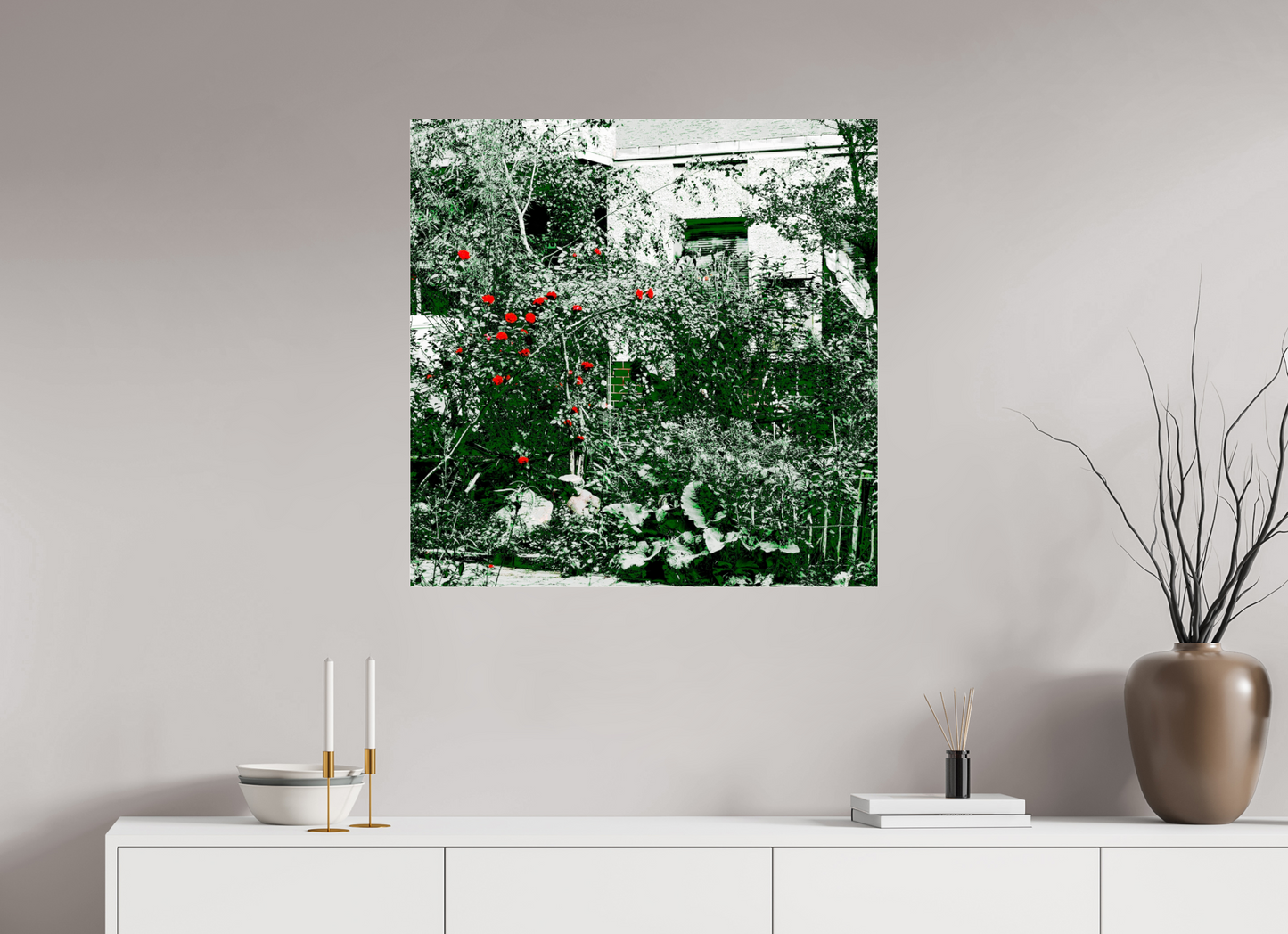 80 x 80 cm, Photo Print Under Acrylic Glass Rose bush