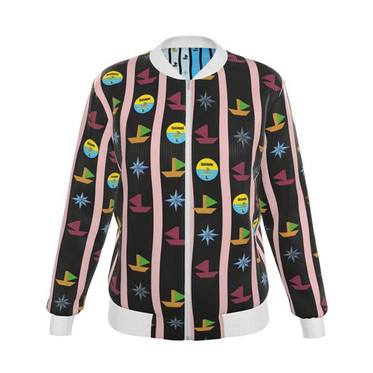 Women Silk Reversable Jacket Double Print black/blue