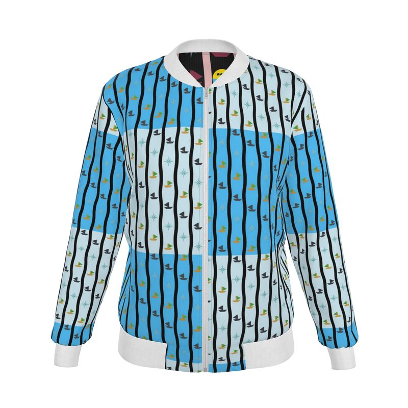Women Silk Reversable Jacket Double Print black/blue