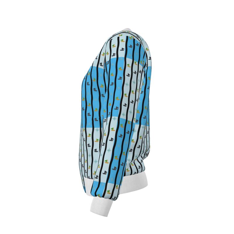 Women Silk Reversable Jacket Double Print black/blue