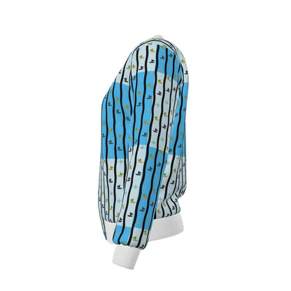 Women Silk Reversable Jacket Double Print black/blue