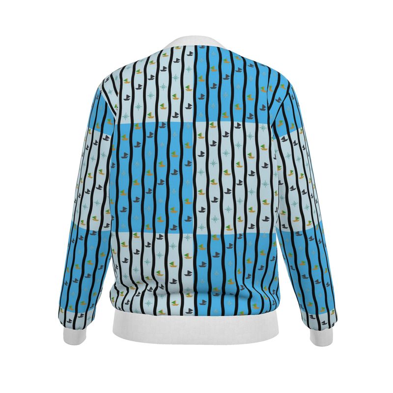 Women Silk Reversable Jacket Double Print black/blue